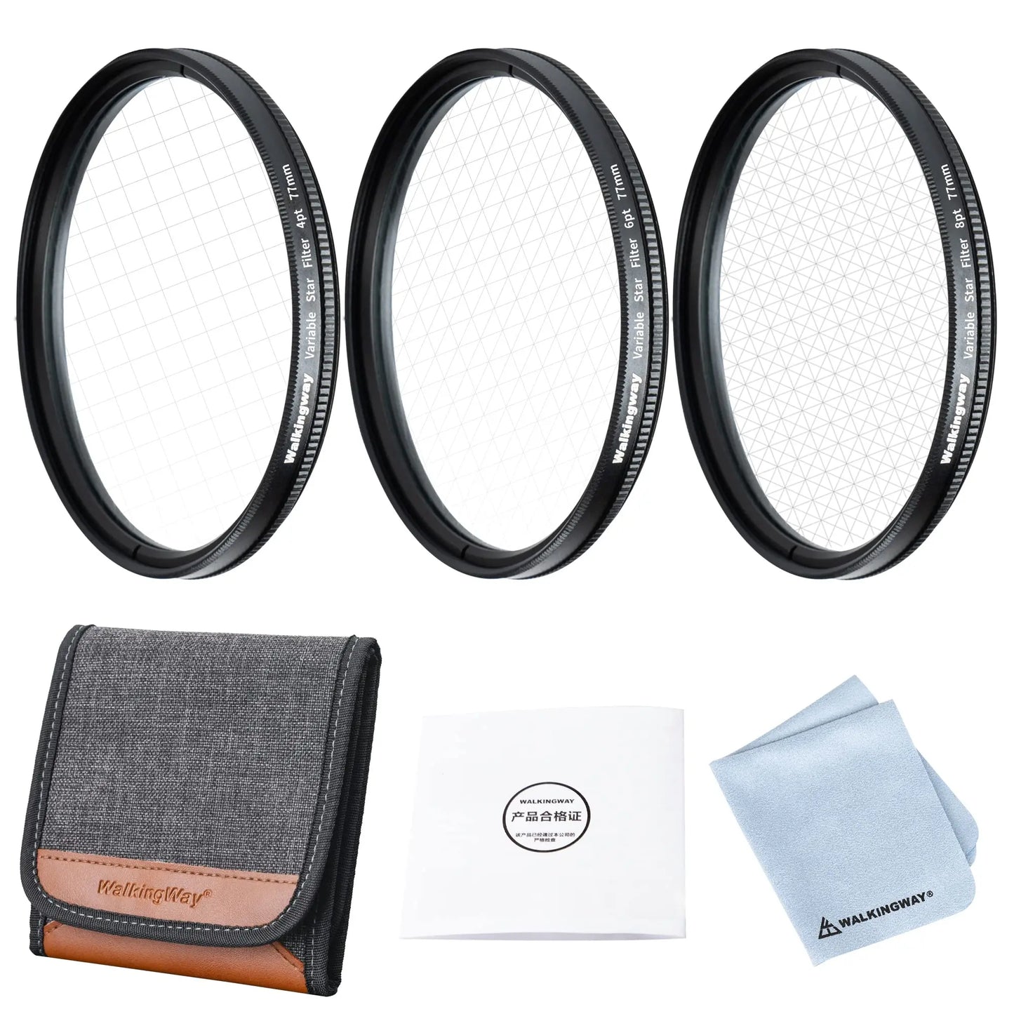 Walkingway Sternfilterobjektiv 52 mm 62 mm 67 mm 72 mm 77 mm 82 mm Sternkameraobjektivfilter für Sony/Canon/Nikon Sternfilter-Set mit Tasche