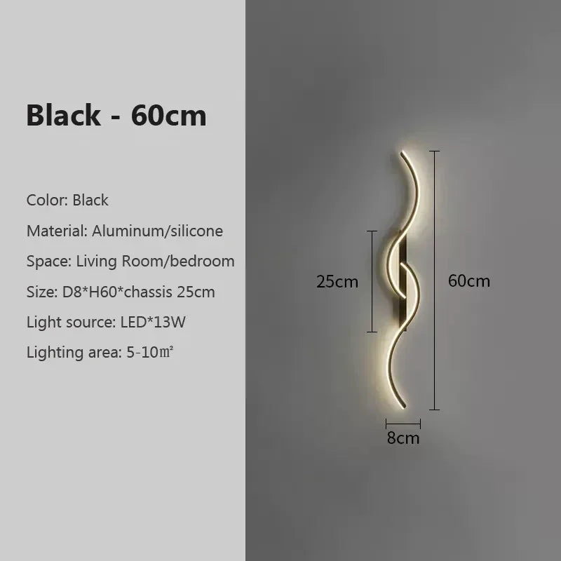 LED Wall Lamp Smart Remote Control Bedroom Bedside Living Room Staircases 60/80/100/120CM Led Home Lighting Wall Sconces Lustre