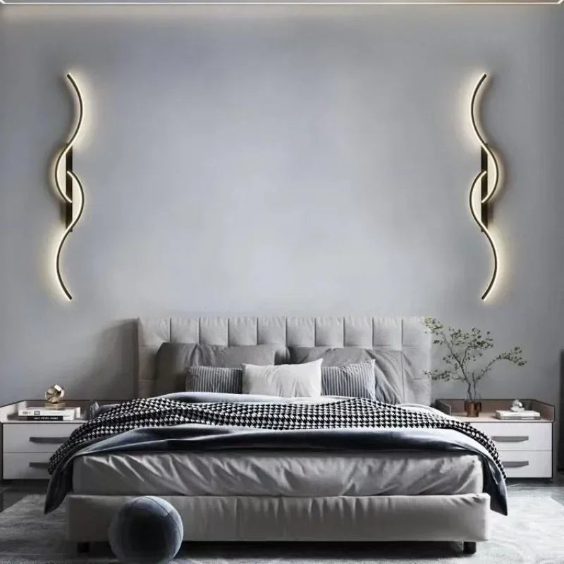 LED Wall Lamp Smart Remote Control Bedroom Bedside Living Room Staircases 60/80/100/120CM Led Home Lighting Wall Sconces Lustre