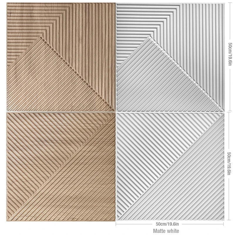4 Stück 50 cm Holzmaserung 3D-Stereo-Wandpaneel Diamant Nicht selbstklebender Fliesen-Wandaufkleber wasserdichtes Wohnzimmer Badezimmer-Tapetenpapier