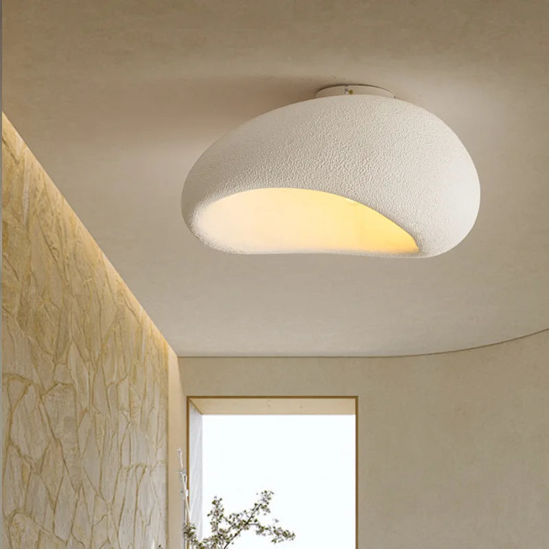 Japanische Wabi Sabi-Deckenleuchte aus Kunstharz, oberflächenmontiertes LED-Downlight mit austauschbarer E27-Glühbirne für Schlafzimmer, Wohnzimmer, Esszimmer