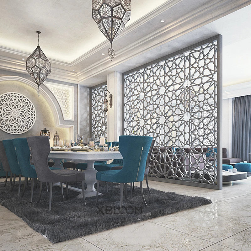 12 Stück/1 m2 arabische islamische muslimische Sterne Mond Dekor Relief Art 3D Wandpaneel nicht klebende 3D Wandaufkleber Wohnzimmer Home Decor