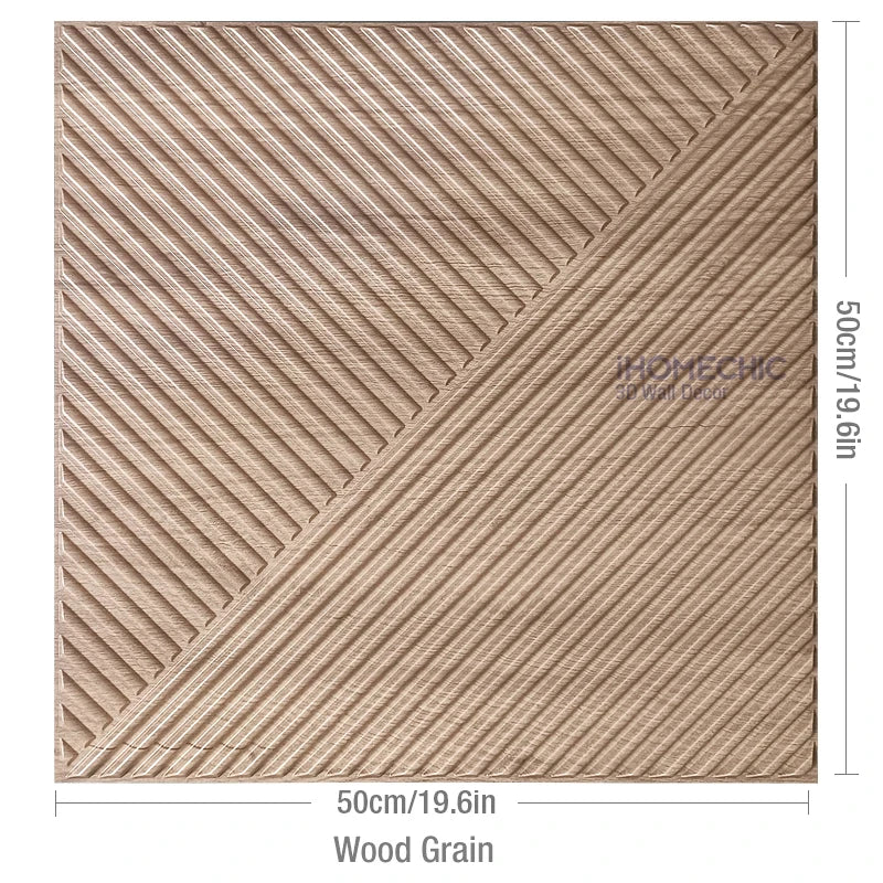 4 Stück 50 cm Holzmaserung 3D-Stereo-Wandpaneel Diamant Nicht selbstklebender Fliesen-Wandaufkleber wasserdichtes Wohnzimmer Badezimmer-Tapetenpapier