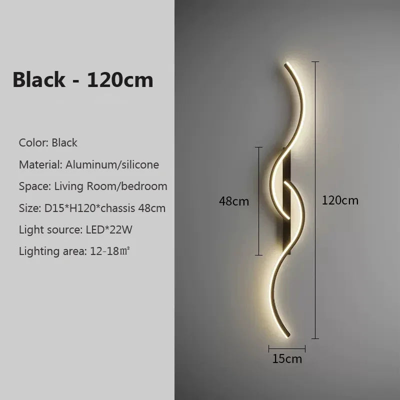 LED Wall Lamp Smart Remote Control Bedroom Bedside Living Room Staircases 60/80/100/120CM Led Home Lighting Wall Sconces Lustre