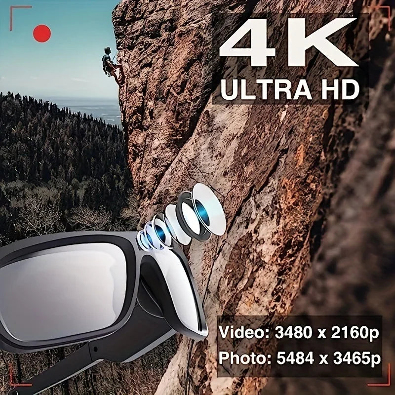 4K HD-Kamerobrille, Video-Smart-Brille, Mini-Kamera für den Außenbereich, Kamera für den menschlichen Körper, Fahrrad-Recorder-Kamera, geeignet zum Radfahren