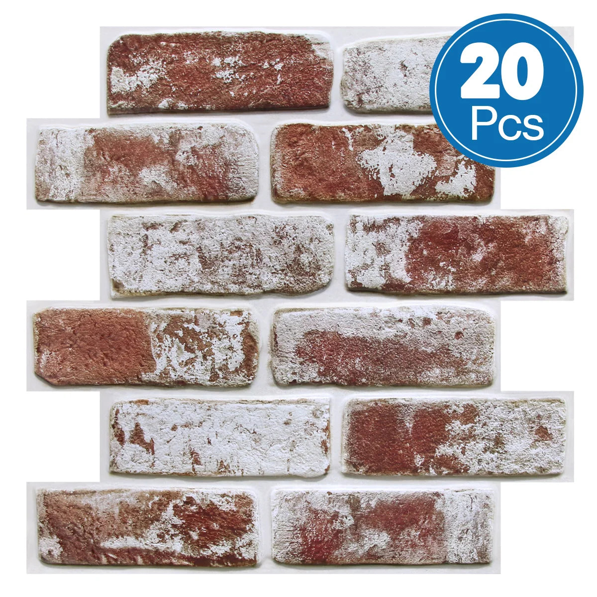 20PCS 3D Self-adhesive Faux Brick Wall Panels, 30cm × 30cm – Waterproof, for Bathroom & Kitchen, Decorative Wall Panels