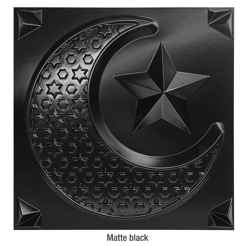 12 Stück/1 m2 arabische islamische muslimische Sterne Mond Dekor Relief Art 3D Wandpaneel nicht klebende 3D Wandaufkleber Wohnzimmer Home Decor