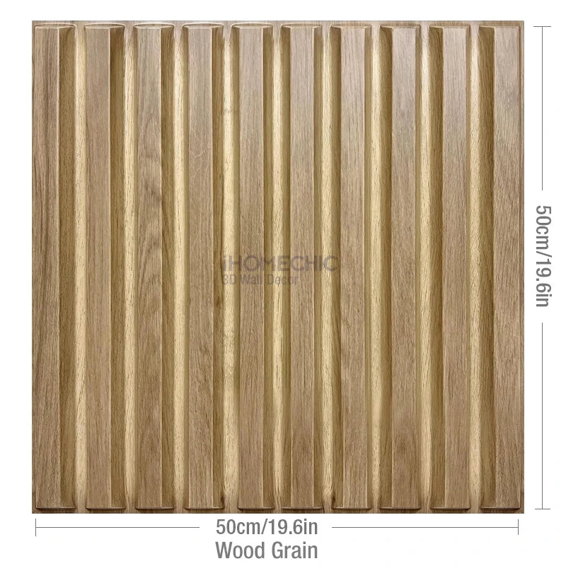 4 Stück 50 cm Holzmaserung 3D-Stereo-Wandpaneel Diamant Nicht selbstklebender Fliesen-Wandaufkleber wasserdichtes Wohnzimmer Badezimmer-Tapetenpapier