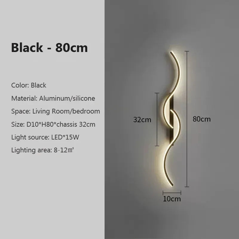 LED Wall Lamp Smart Remote Control Bedroom Bedside Living Room Staircases 60/80/100/120CM Led Home Lighting Wall Sconces Lustre