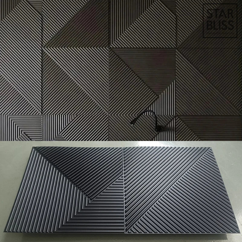 4 Stück 50 cm Holzmaserung 3D-Stereo-Wandpaneel Diamant Nicht selbstklebender Fliesen-Wandaufkleber wasserdichtes Wohnzimmer Badezimmer-Tapetenpapier