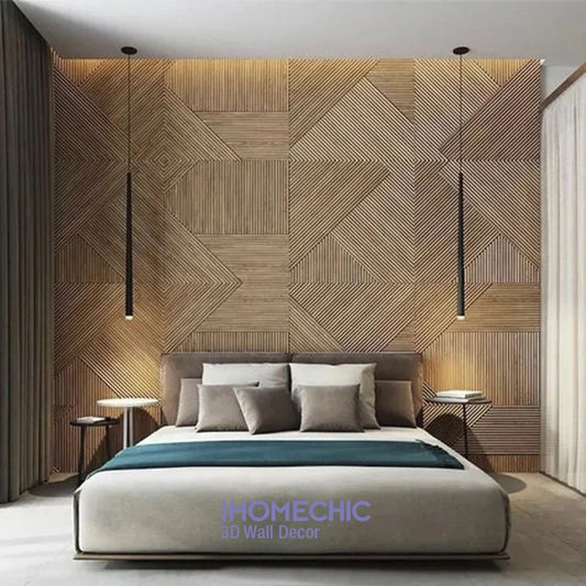 4 Stück 50 cm Holzmaserung 3D-Stereo-Wandpaneel Diamant Nicht selbstklebender Fliesen-Wandaufkleber wasserdichtes Wohnzimmer Badezimmer-Tapetenpapier