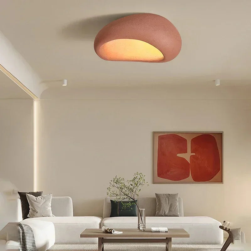 Japanische Wabi Sabi-Deckenleuchte aus Kunstharz, oberflächenmontiertes LED-Downlight mit austauschbarer E27-Glühbirne für Schlafzimmer, Wohnzimmer, Esszimmer