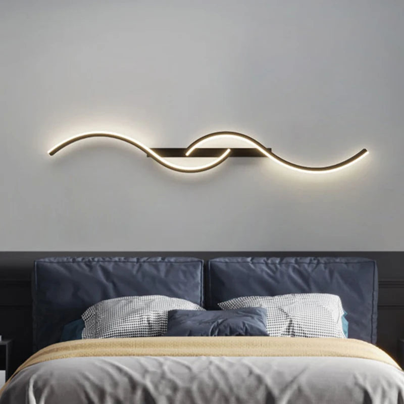 LED Wall Lamp Smart Remote Control Bedroom Bedside Living Room Staircases 60/80/100/120CM Led Home Lighting Wall Sconces Lustre